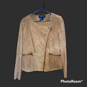 SIZE XL live a little caramel brown fringed jacket